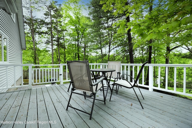 3 Carriage House Ct, Hyde Park, NY 12538 - wooden terrace featuring view of wooded area