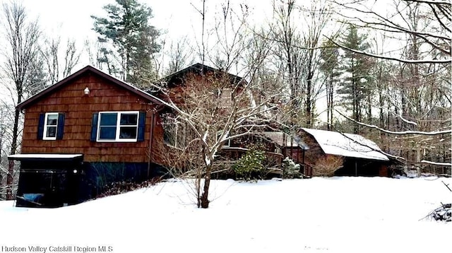 view of snowy exterior