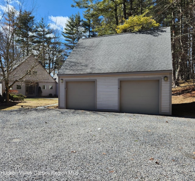 view of detached garage