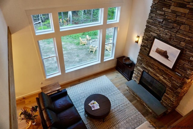living room with light wood finished floors and a healthy amount of sunlight