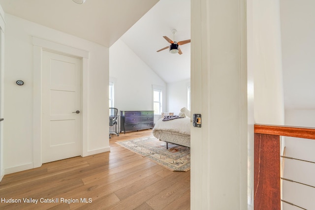 51 Houtman Rd, Saugerties, NY 12477 - bedroom with a ceiling fan, light wood finished floors, and lofted ceiling