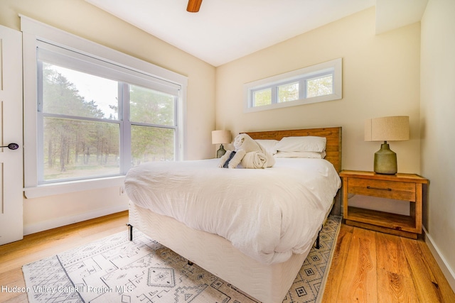 51 Houtman Rd, Saugerties, NY 12477 - bedroom featuring light wood-type flooring, a ceiling fan, and baseboards