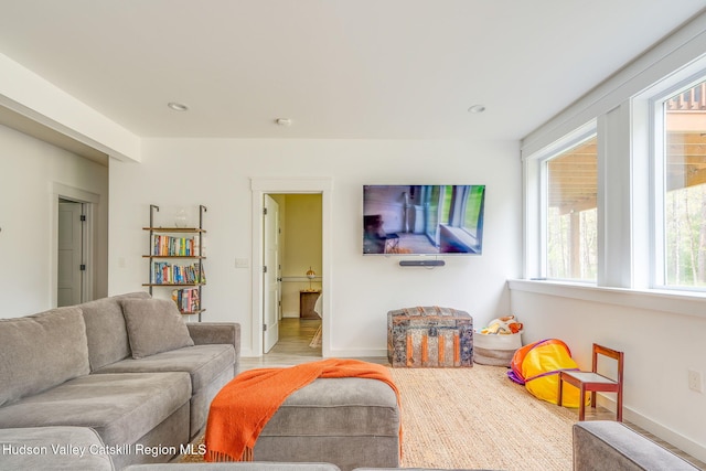 51 Houtman Rd, Saugerties, NY 12477 - living area featuring a healthy amount of sunlight, baseboards, recessed lighting, and wood finished floors