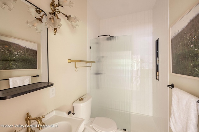 129 Krum Rd, Kerhonkson, NY 12446 - bathroom with a walk in shower, toilet, and a sink