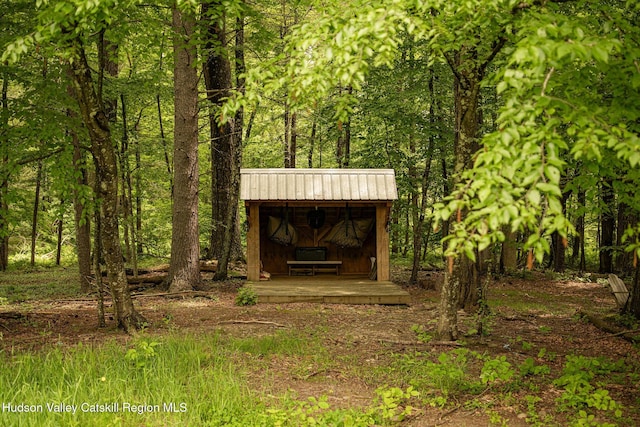 129 Krum Rd, Kerhonkson, NY 12446 - view of shed featuring a wooded view