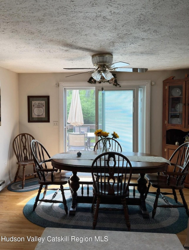 51 Patroon St, Claverack-Red Mills, NY 12513 - dining space featuring a ceiling fan, a textured ceiling, and wood finished floors