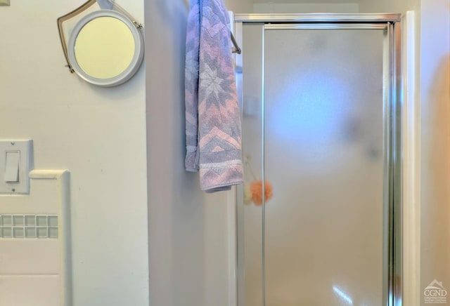 bathroom featuring a stall shower
