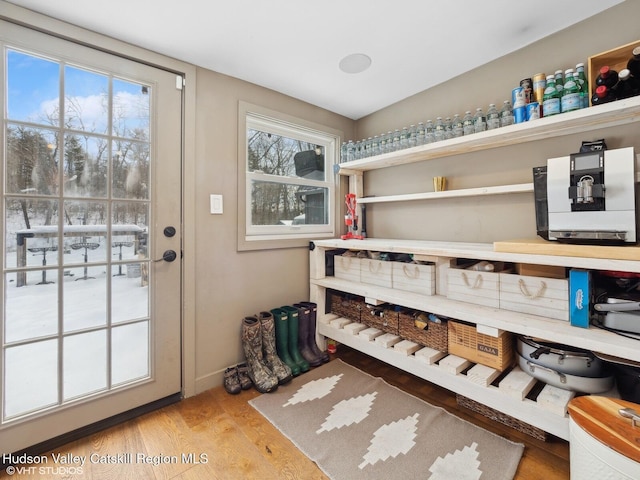 interior space with light wood-type flooring, plenty of natural light, and baseboards