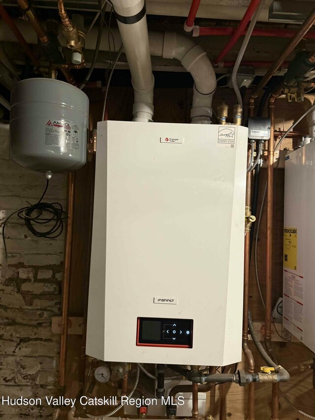 utility room with water heater and tankless water heater