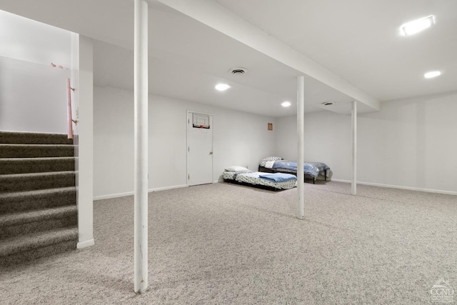 57 Spencer Rd, Austerlitz, NY 12017 - finished below grade area with carpet, stairway, baseboards, and recessed lighting