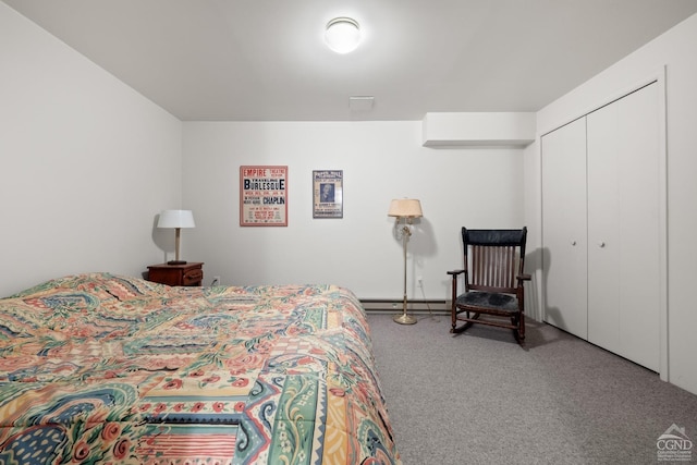 57 Spencer Rd, Austerlitz, NY 12017 - bedroom featuring carpet floors, a closet, and baseboard heating