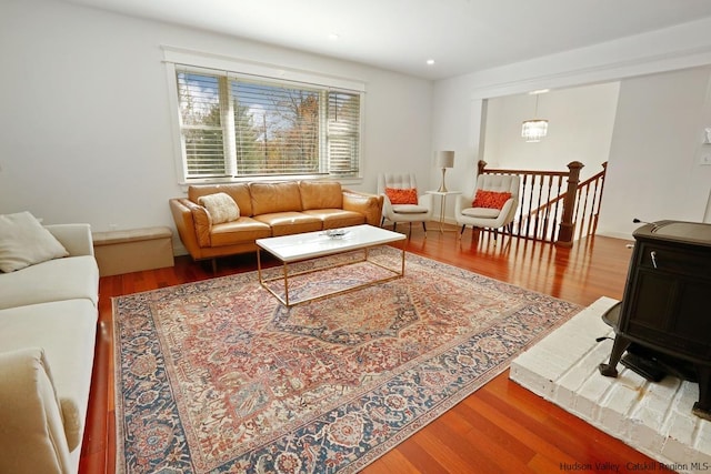 living room with hardwood / wood-style flooring