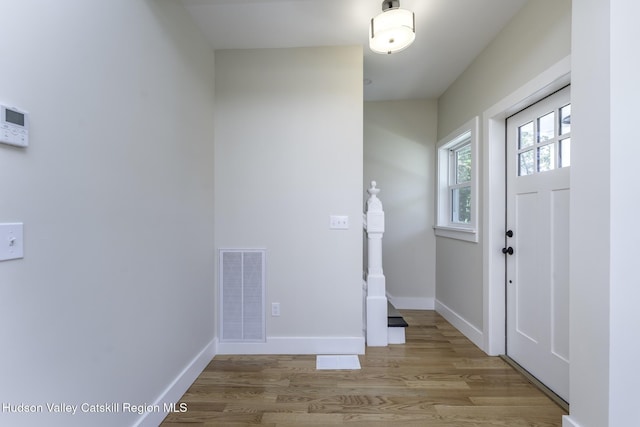 foyer with hardwood / wood-style flooring