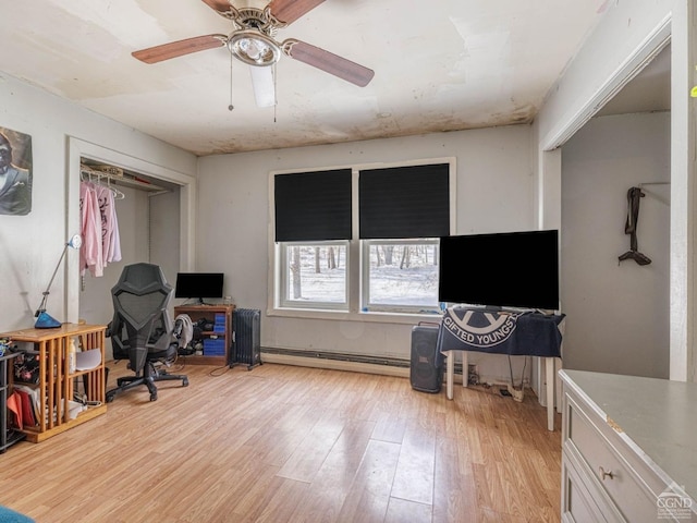 1769 Rte 51, Hannacroix, NY 12087 - home office with baseboard heating, light wood-type flooring, and ceiling fan