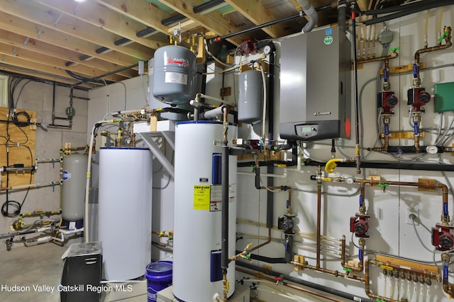 utility room with water heater