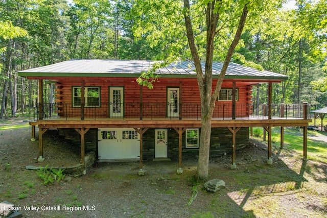 view of log home