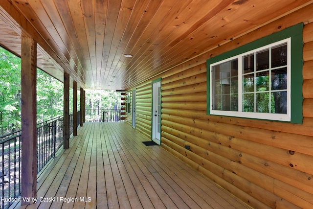 deck featuring covered porch