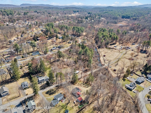 bird's eye view with a view of trees