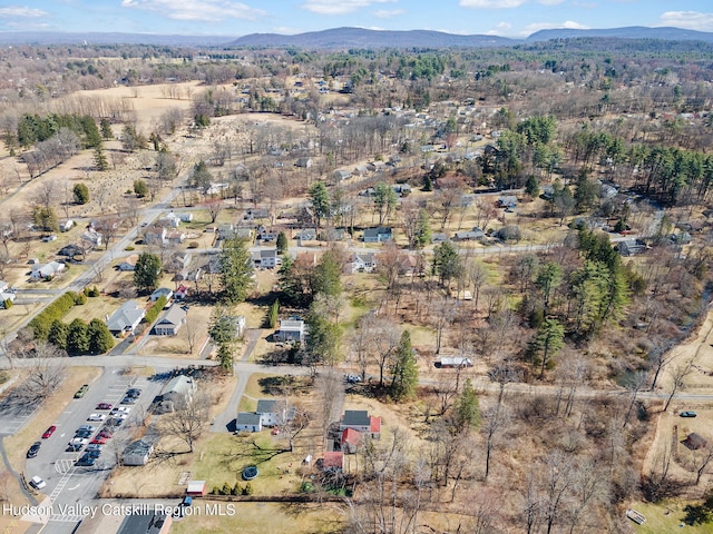 aerial view with a mountain view