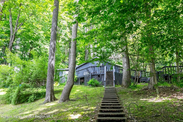 87 Boice Mill Rd, Kerhonkson, NY 12446 - view of front of home featuring stairs and a wooden deck