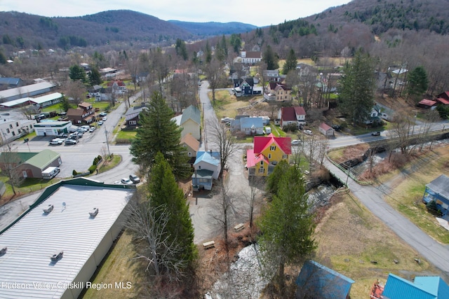 aerial view with a residential view and a mountain view