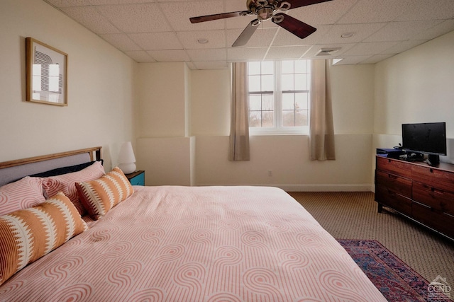 27 Gallagher Ln, Pleasant Valley, NY 12569 - carpeted bedroom with a paneled ceiling, baseboards, and ceiling fan