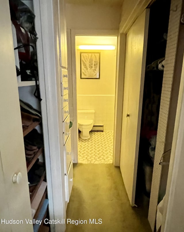 24 Linden Ave, Red Hook, NY 12571 - hallway with a baseboard radiator and carpet flooring