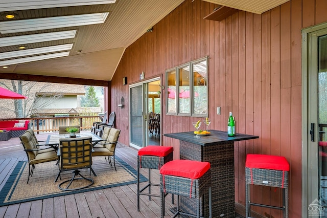 108 Botti Dr, Hunter, NY 12442 - wooden terrace with outdoor dining space