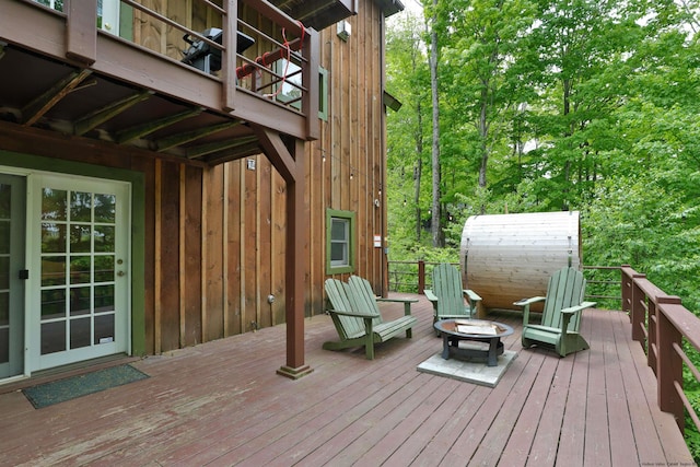 deck featuring a fire pit