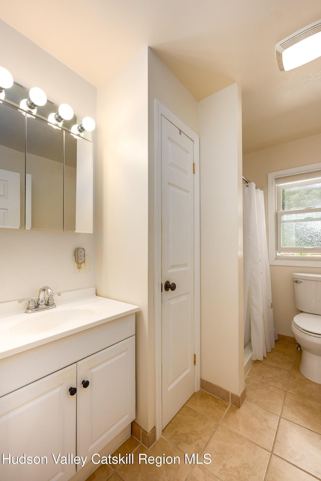 219 Rte 32, New Paltz, NY 12561 - bathroom with vanity, tile patterned flooring, and a shower with shower curtain