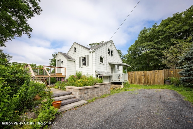 219 Rte 32, New Paltz, NY 12561 - view of front facade featuring a wooden deck and stairway