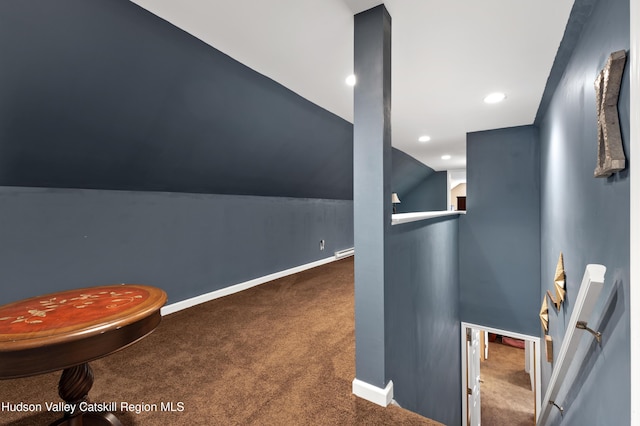 190 Deer Run Rd, Ashland, NY 12407 - additional living space featuring carpet floors, baseboards, vaulted ceiling, and recessed lighting