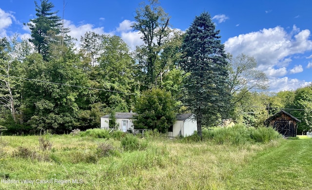 view of yard featuring an outbuilding