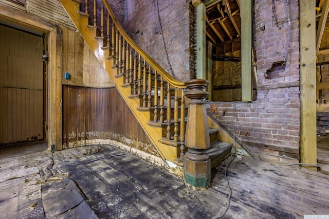 8-10 Park Pl, Hudson, NY 12534 - below grade area with stairway and wood walls