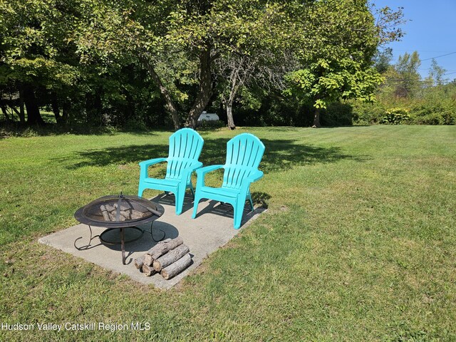 463 Cairo Junction Rd, Catskill, NY 12414 - view of green lawn featuring a fire pit