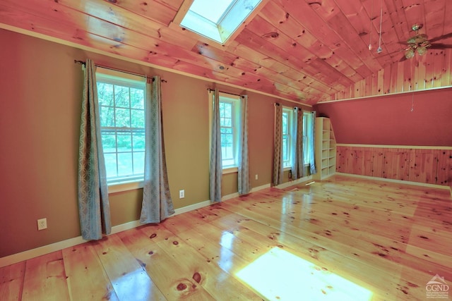 630 County Route 11, Ancram, NY 12502 - bonus room featuring vaulted ceiling, a skylight, hardwood / wood-style flooring, wooden ceiling, and wooden walls
