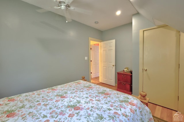 630 County Route 11, Ancram, NY 12502 - bedroom featuring light wood-style floors, lofted ceiling, and a ceiling fan