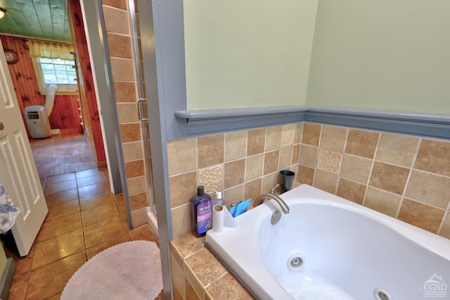 630 County Route 11, Ancram, NY 12502 - full bathroom featuring a jetted tub, a stall shower, and tile patterned floors