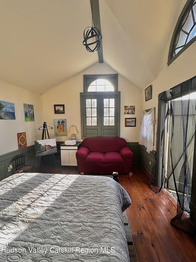 455 Post Hill Rd, Craryville, NY 12534 - bedroom with wood-type flooring and wainscoting