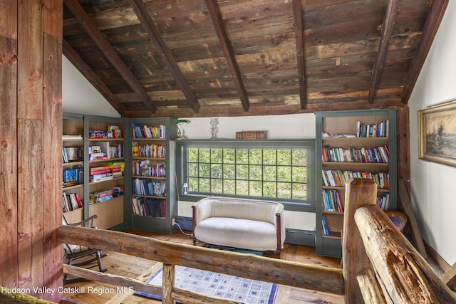 455 Post Hill Rd, Craryville, NY 12534 - sitting room featuring wooden ceiling and hardwood / wood-style floors
