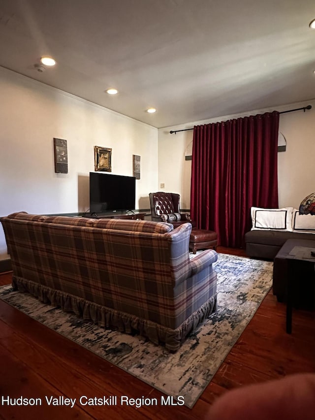 455 Post Hill Rd, Craryville, NY 12534 - living room featuring wood finished floors and recessed lighting