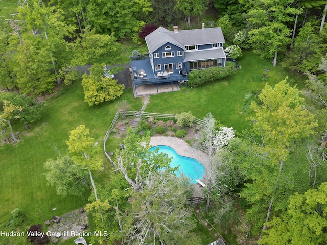 94 The Middle Way, Mount Tremper, NY 12457 - aerial view of property and surrounding area featuring a pool area