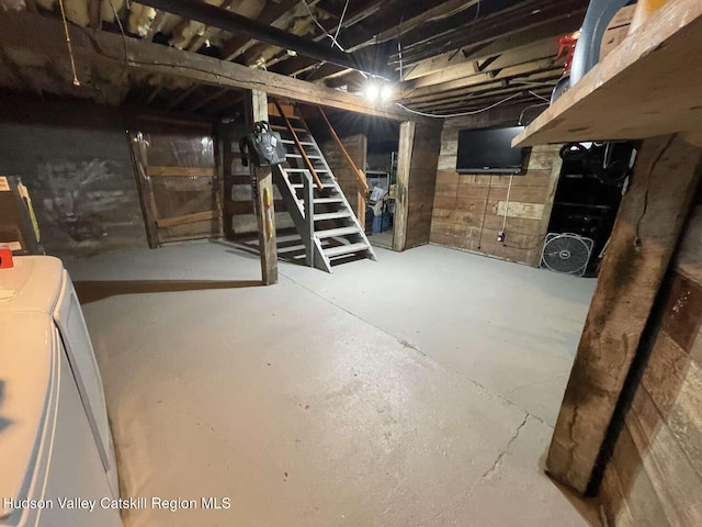 797 State Route 203, Spencertown, NY 12165 - unfinished below grade area with washer and dryer and stairway
