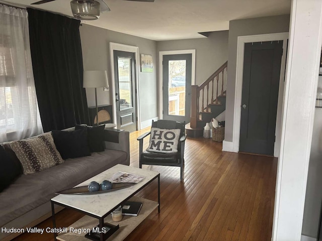 797 State Route 203, Spencertown, NY 12165 - living area with stairway and hardwood / wood-style floors