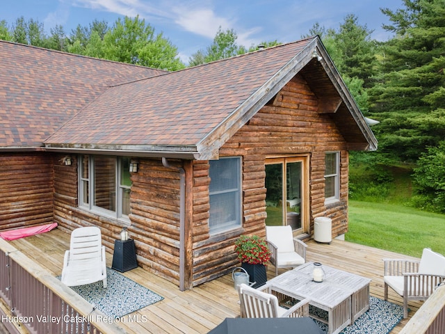 552 Bearkill Rd, Gilboa, NY 12076 - deck with a lawn