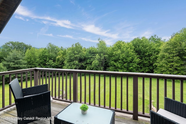 552 Bearkill Rd, Gilboa, NY 12076 - wooden terrace featuring a yard