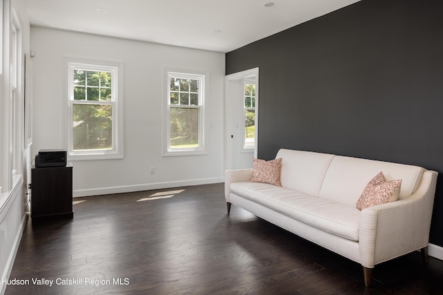 sitting room featuring dark hardwood / wood-style flooring