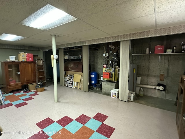 50 County Rte 26, Coxsackie, NY 12192 - finished basement featuring tile patterned floors, a water pressure tank, and a drop ceiling