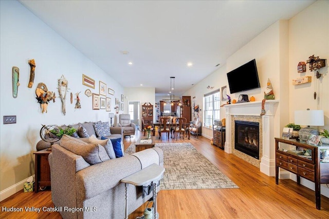 living room featuring light hardwood / wood-style flooring