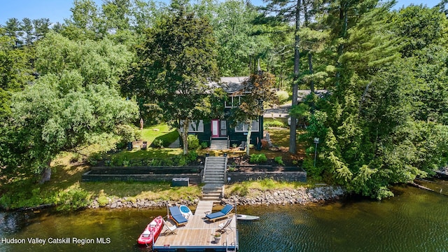 162 Methodist Farm Rd, Averill Park, NY 12018 - dock area featuring stairway and a water view